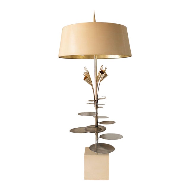 Hollywood Regency French Lilly Pad Table Lamp, Maison Jansen Style For Sale