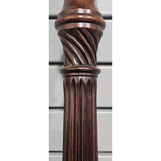 Late 20th Century Mahogany Queen Size Four Post Carved Rice Bed Made Attributed to Henkel Harris For Sale - Image 10 of 11