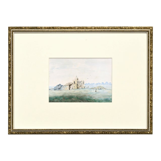 1890s Mission San Carlos Borromeo De Carmelo, Carmel Landscape by George Hamilton Brodhead For Sale
