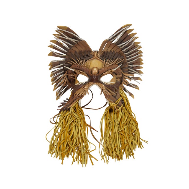 American 2 Vintage 1980s Jl Chuites Leather Tassel Mardi Gras Face Masks For Sale - Image 3 of 16