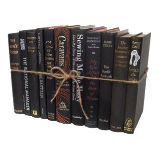 Decorative Books - Vintage Onyx Book Bundle - 1 Foot of Black Books For Sale