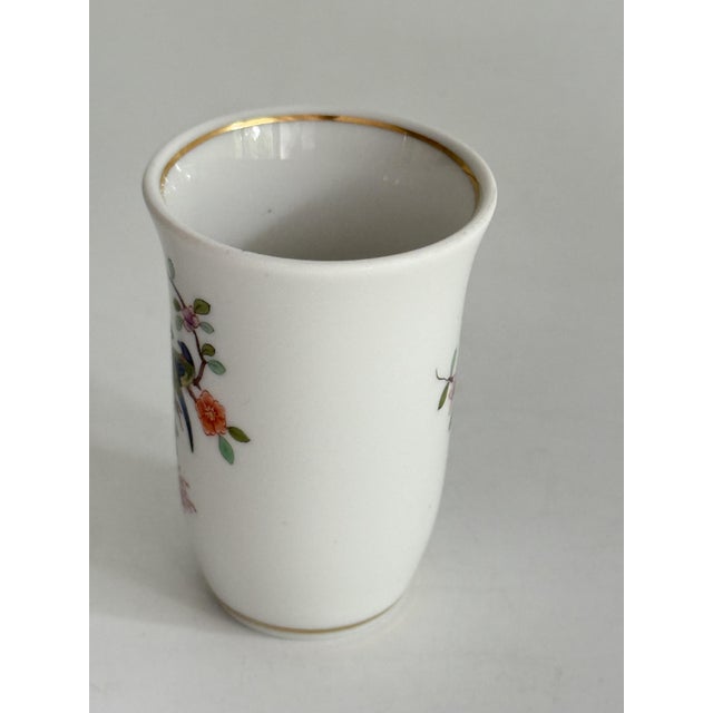 Indian Floral and Bird Painting with Gold Mini Vase from Meissen, 1994 For Sale - Image 4 of 8