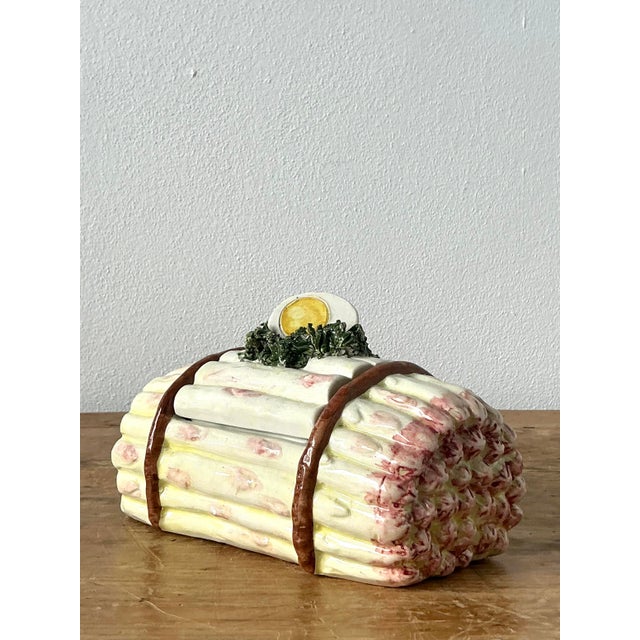 White Vintage Regency Italian Lidded Asparagus Bowl For Sale - Image 8 of 12