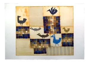 1980s Jean Oosterlynck "Pattern With Fish" Original Signed Unframed Lithograph