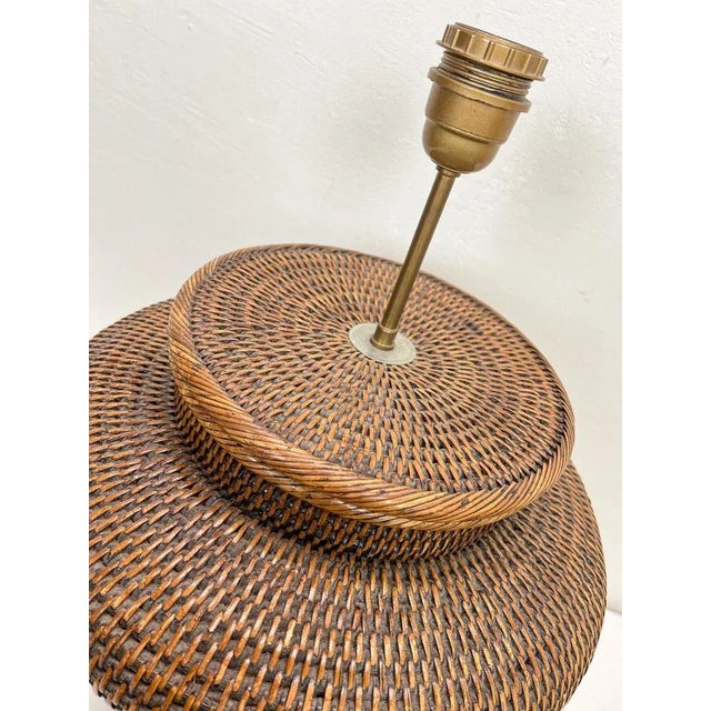 1970s Large Round Rattan Table Lamp, 1970s For Sale - Image 5 of 11