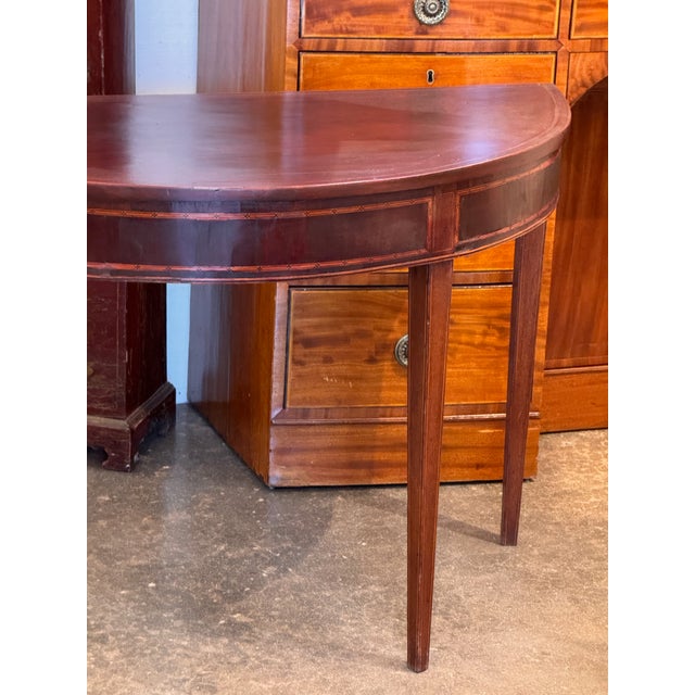 Late 18th Century George III Mahogany Demi-Lune Table For Sale - Image 4 of 10