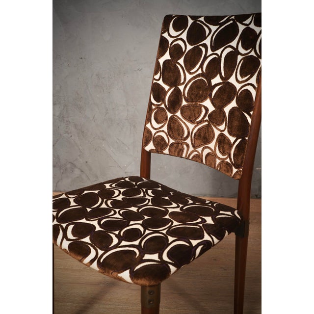 Wood Wood and Velvet Office Desk Dinning Room Chairs by Osvaldo Borsani for Tecno, 1960 For Sale - Image 7 of 9