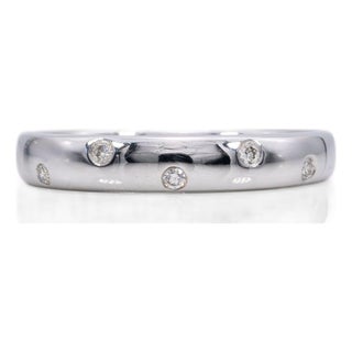 Solid 14k Gold Diamond Band Ring | Natural Diamond Accent Wedding Ring, Size 6.75 For Sale