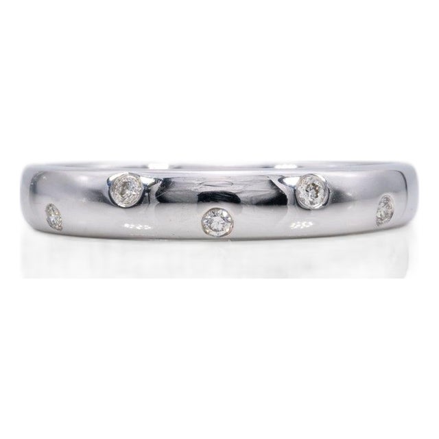Solid 14k Gold Diamond Band Ring | Natural Diamond Accent Wedding Ring, Size 6.75 For Sale