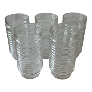 Set of 5 Vintage Anchor Hocking Clear Ribbed Glass Tumblers
