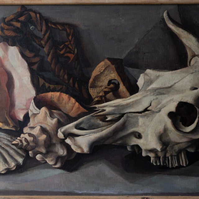 1950s Francis De Erdely Still Life With Skull and Shells For Sale - Image 5 of 11