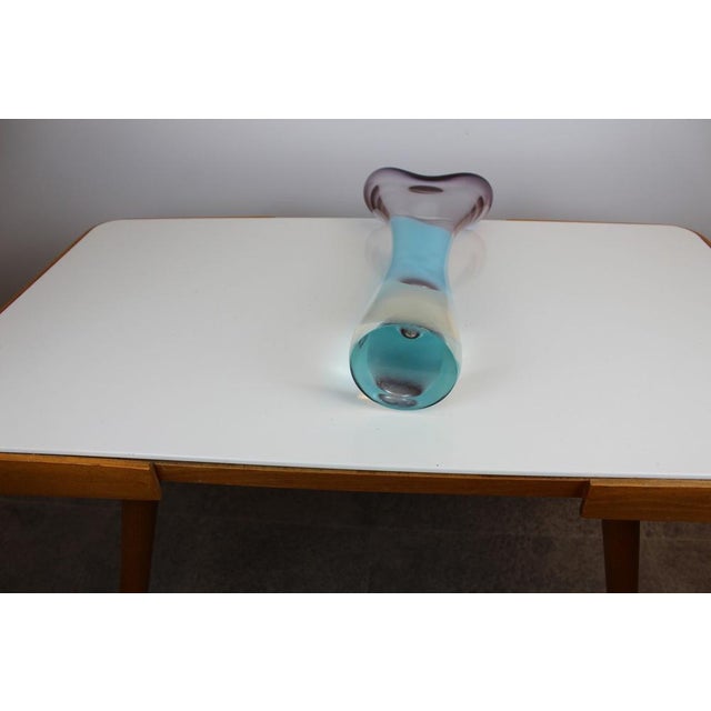 Ruby Glass Blue-Clear Vase, 1960s For Sale - Image 3 of 5