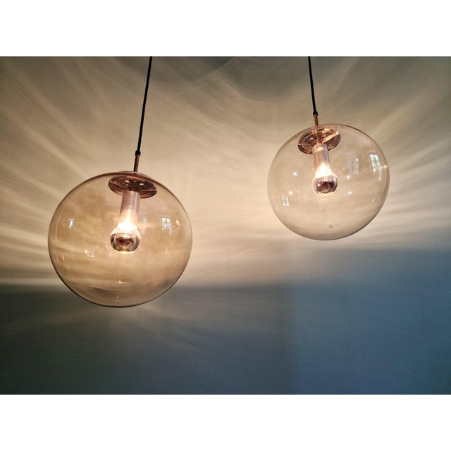 Space Age Pendant Light in Smoked Glass by Glashütte Limburg, 1970 For Sale - Image 10 of 16