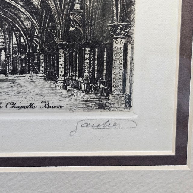 Late 19th Century Vintage 1880 Lucien Gautier Paris Etching Set Framed Palais Justice Ste Chapelle For Sale - Image 5 of 13