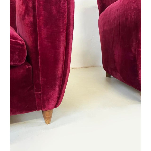 Red Armchairs in Burgundy Velvet, 1940, Set of 2 For Sale - Image 8 of 10