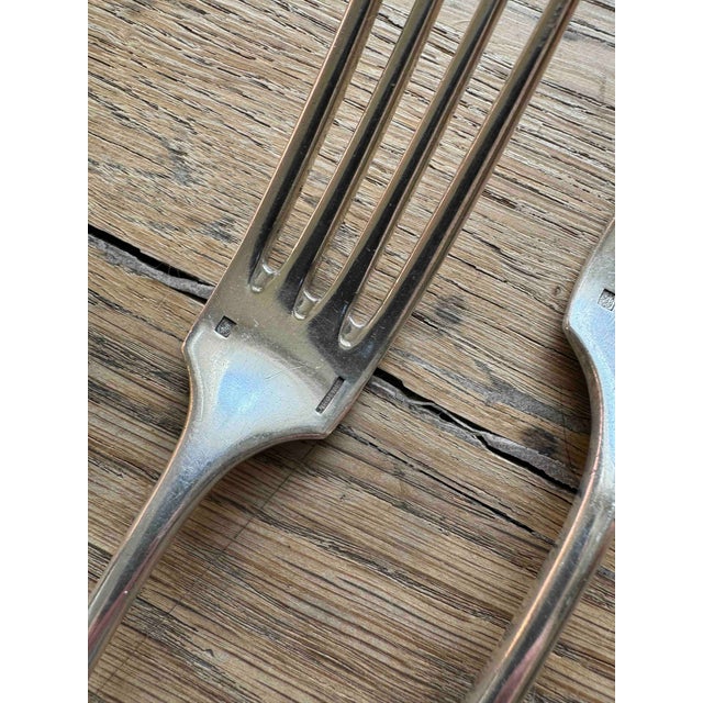 Silver Vintage Christofle Monogramed Silverplate Flatware, Forks & Spoons For Sale - Image 8 of 8