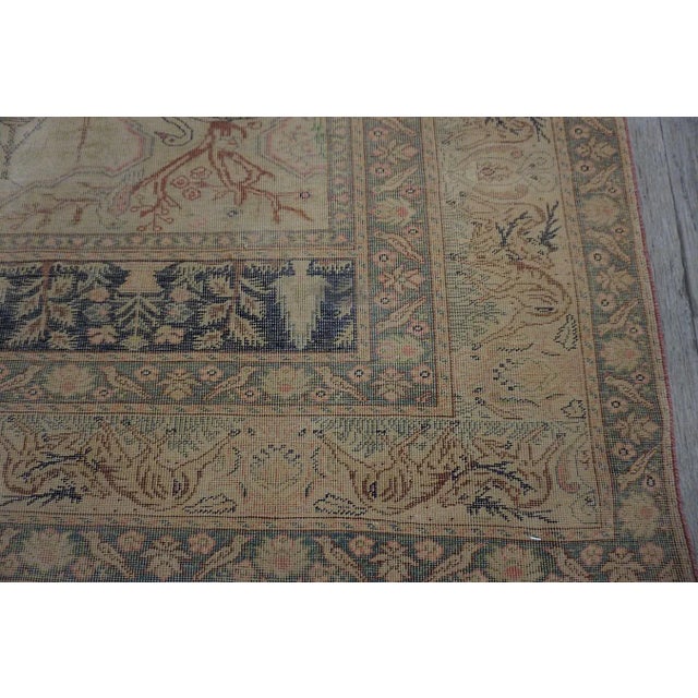 1920s Antique Beige Cypress Trees Animals Panderma Kayseri Turkish Knotted Rug For Sale - Image 9 of 12