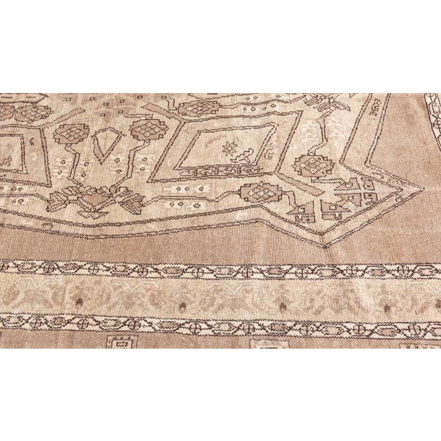 Textile Antique Beige and Brown Geometric Motif Persian Bakhtiari Rug For Sale - Image 7 of 8
