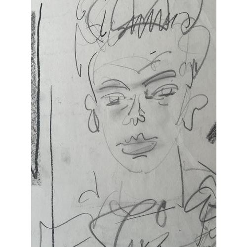 Gen Paul, Portrait, 1970s, Pencil Drawing For Sale - Image 4 of 5