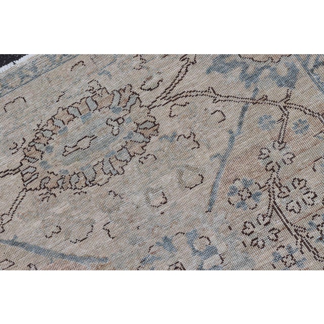 Afghanistan Tabriz Rug With Soft Tan Field and Pale Blue Medallion For Sale - Image 11 of 11