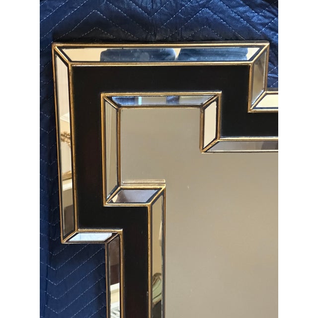 1980s Art Deco Revival Style Geometric Framed Mirror With Black and Gold Accents. For Sale In San Francisco - Image 6 of 14