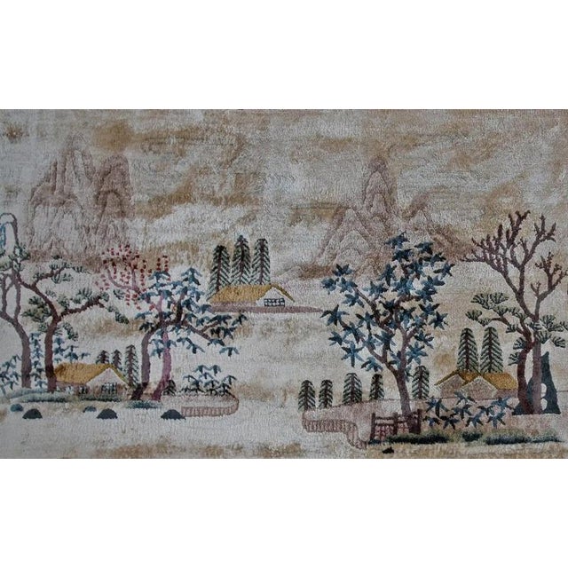 Silk Pictorial Rug with Landscape For Sale - Image 3 of 8