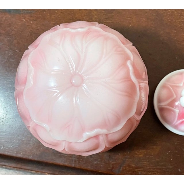 Rare Antique Chinese White Pink Peking Glass Lidded Lotus Glass Jar Bottle For Sale - Image 13 of 13