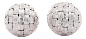 Roberto Coin Frosted Woven Round 18k White Gold Appassionata Stud Earrings, A Pair