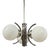 1930s Art Deco chrome chandelier with three large opaline glass globes. Elegant curved arms, original chrome with natural...
