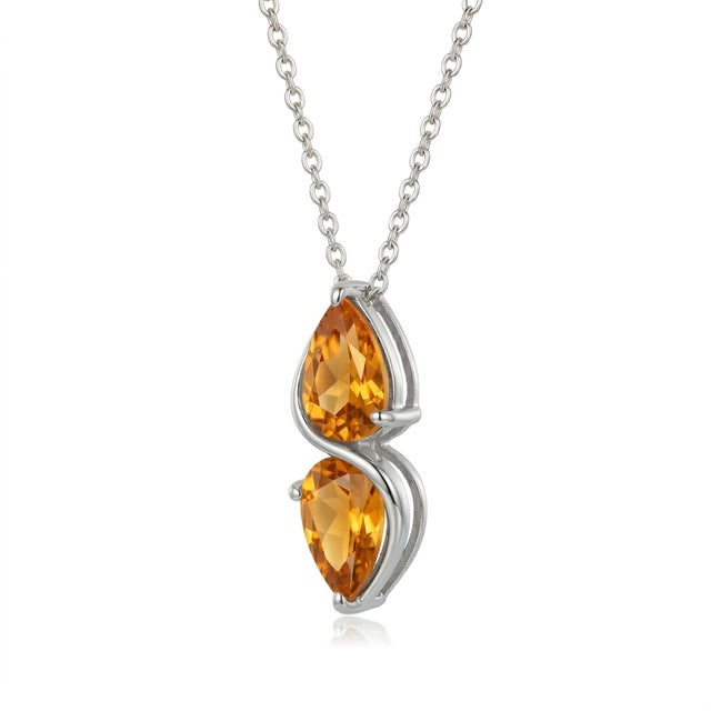 Citrine Pear Cut Statement Necklace, 925 Silver Dainty Handmade Necklace For Sale - Image 4 of 5