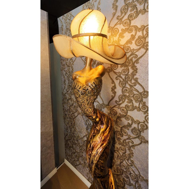 Gold Artmax Woman in Hat Statement Floor Lamp For Sale - Image 8 of 10
