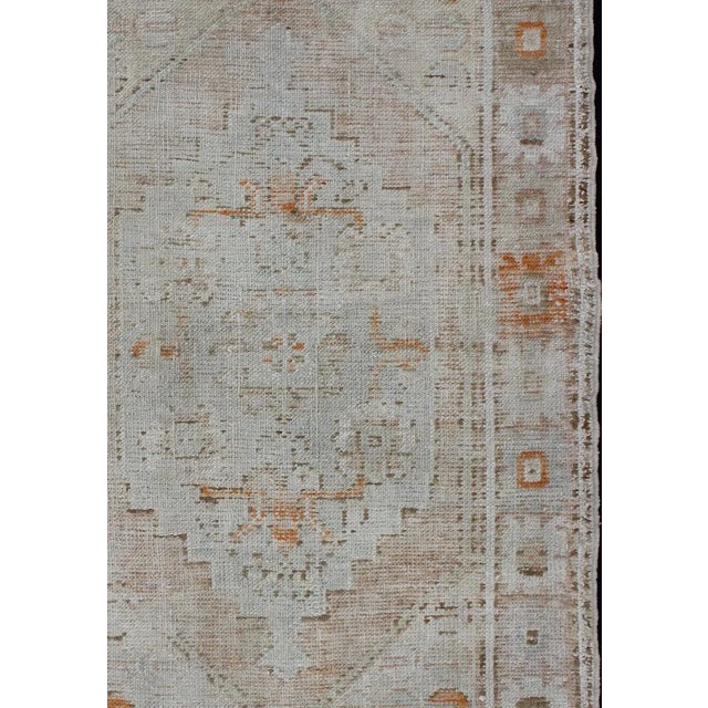 Turkish Vintage Turkish Oushak Carpet With Beautiful Floral Motifs in Tan, Camel, Orange For Sale - Image 3 of 8