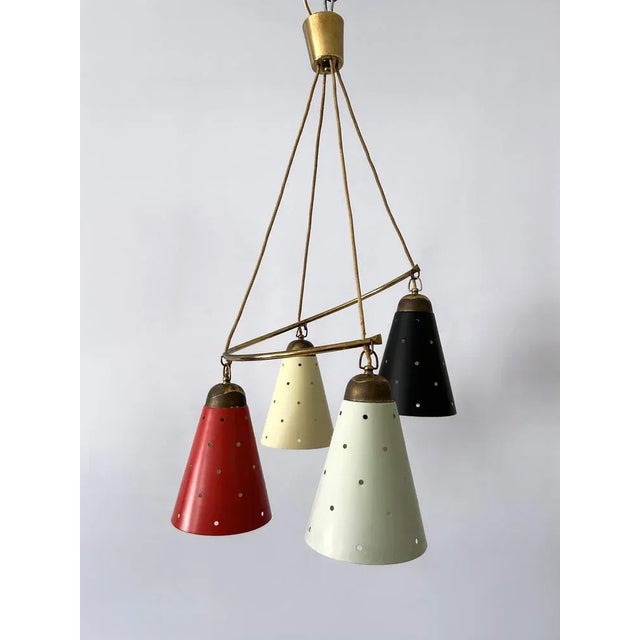 Mid-Century Modern Four-Armed Chandelier, Germany, 1950s For Sale - Image 9 of 18