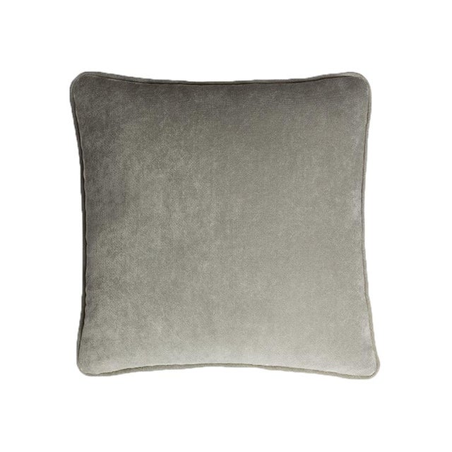 Happy Frame Light Grey Velvet Cushion Cover by LO Decor For Sale - Image 4 of 4
