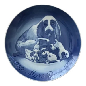 1969-1979 Bing & Grondahl B&g Anniversary Mothers Day Spaniel Dogs Mib Plate