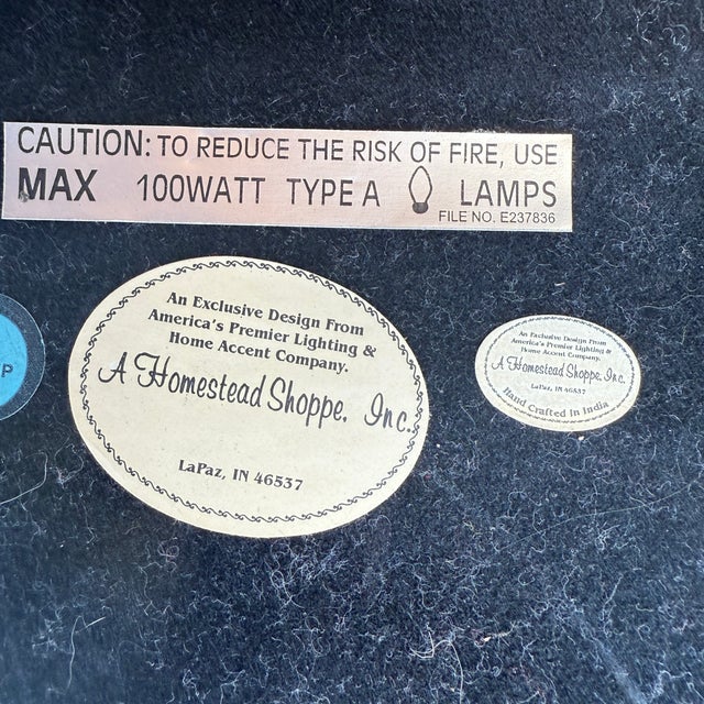 Vintage Homestead Shoppe of Indiana Brass Candlestick Lamp With Scrolled Brass Handle For Sale - Image 11 of 11