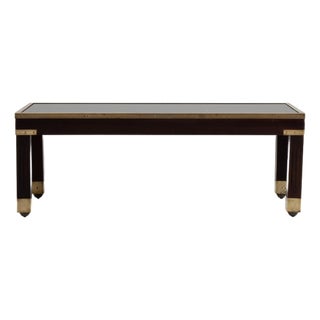 1960s Wood & Brass Coffee Table With Glass Covered Relief Of Galloping Horses For Sale