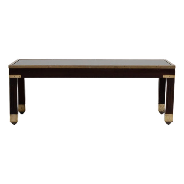 1960s Wood & Brass Coffee Table With Glass Covered Relief Of Galloping Horses For Sale