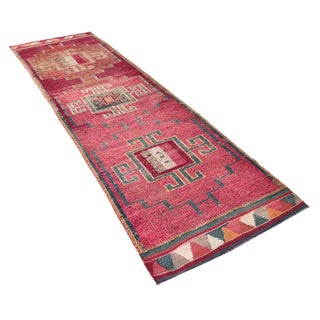 Vintage Handmade Soft Runner Rug For Sale