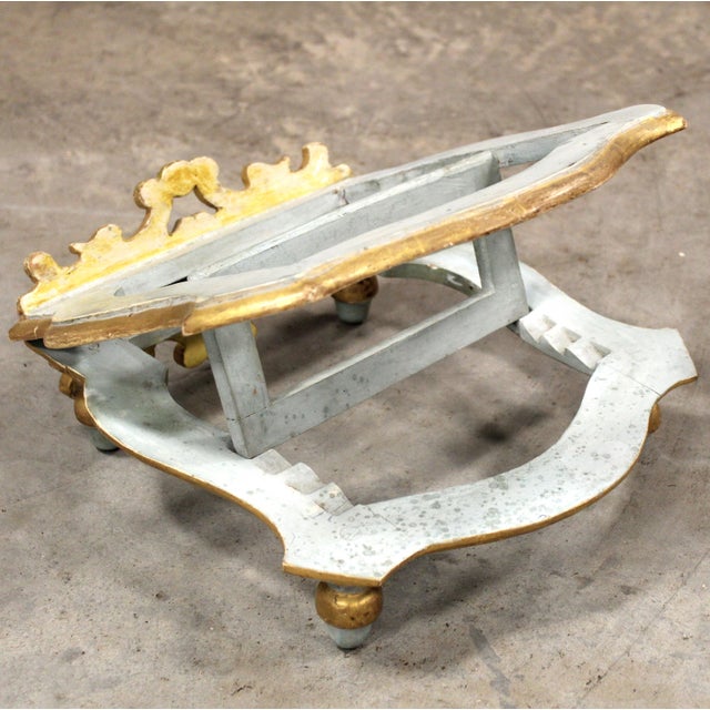 Wood Antique Laquered and Gilded Table Lectern, Italy, 1700s For Sale - Image 7 of 13