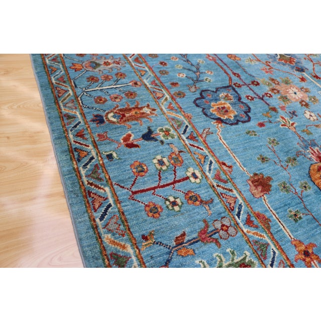 Sky Blue Ziegler Sultanabad Wool Rug – 5'11" X 8'8" For Sale - Image 9 of 10