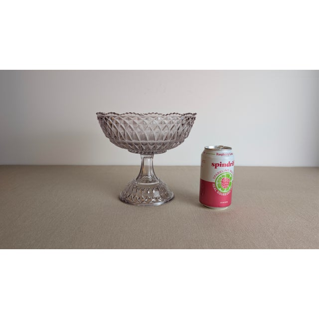 Transparent Vintage Pressed Glass Pedestal Compote Bowl For Sale - Image 8 of 8