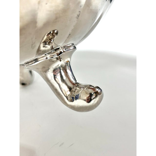 Vintage Silverplate Footed Centerpiece Bowl – Scalloped Floral Rim Serving Bowl For Sale In Louisville - Image 6 of 11