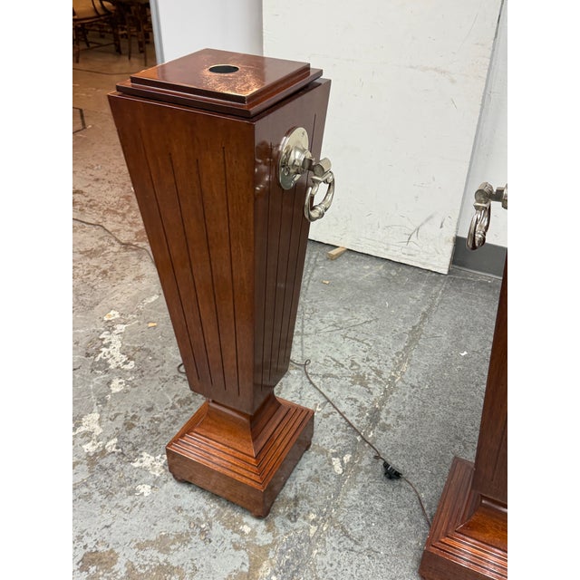 Regency Style Lighted Mahogany Display Pedestals, Pair For Sale In San Francisco - Image 6 of 12