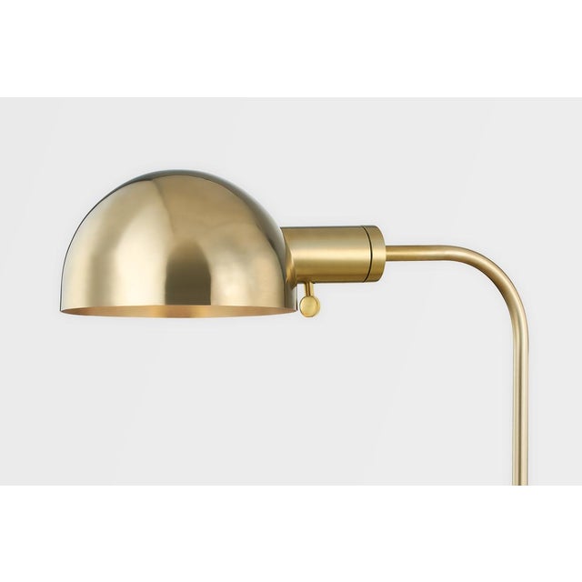 Hudson Valley Lighting Mark D. Sikes 1 Light Devon Table Lamp, Aged Brass, Natural Shade For Sale - Image 4 of 5