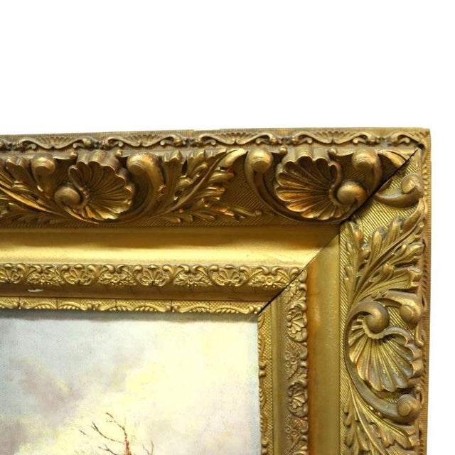 Gold Hudson River School Oil on Canvas Adirondack Landscape Painting by Meh C1890 For Sale - Image 8 of 10