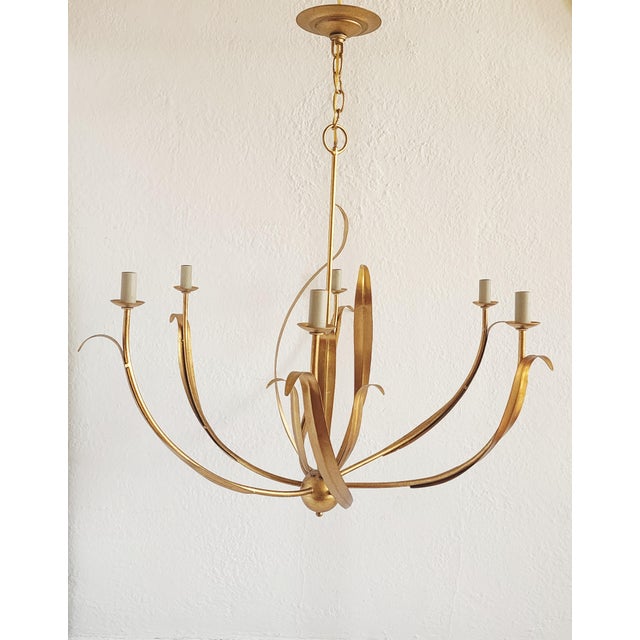 Gold Currey & Company Menefee Gilt Wrought Chandelier For Sale - Image 8 of 16