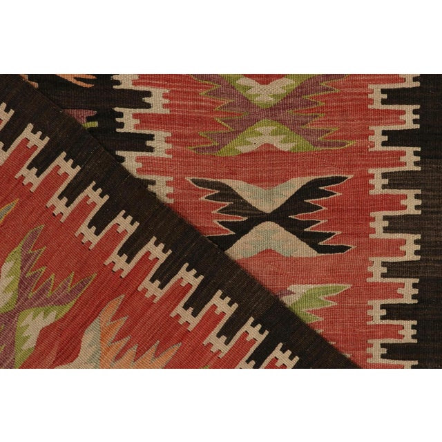 Textile Handwoven Vintage Tribal Kilim in Red, Brown and Green Medallion Patterns For Sale - Image 7 of 8