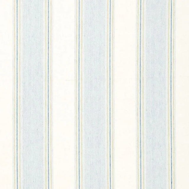Sample - Schumacher Savannah Linen Stripe Fabric in Chambray For Sale