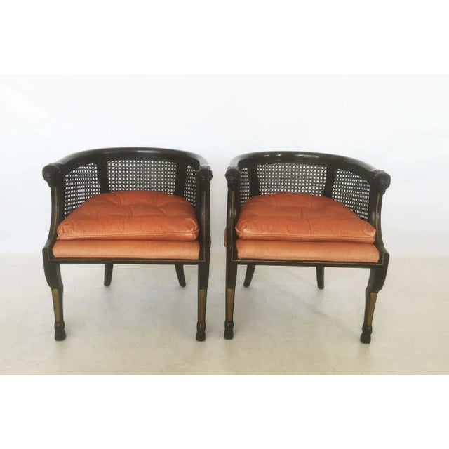 Neoclassical Style Caned Back Ram's Head Armchairs - A Pair For Sale In Dallas - Image 6 of 9